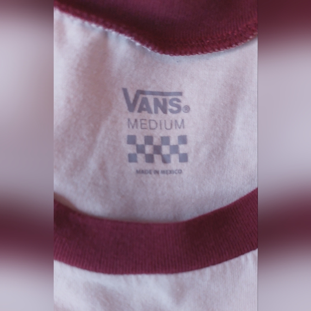 Vans Baseball Style Raglan Sleeve Tee Size Medium Outline Script T-shirt Retro - Picture 8 of 13